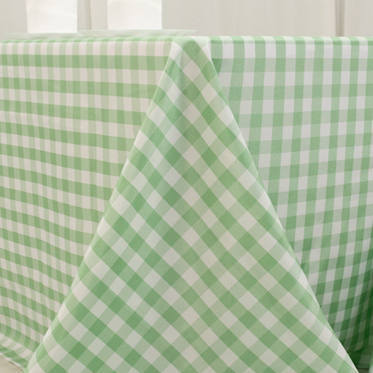 Polyester 90x132 Inch Rectangle Tablecloth White Sage Green