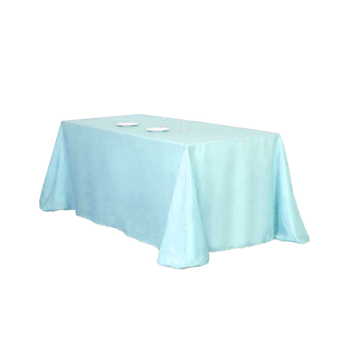 90x132 Inch Oblong Polyester Tablecloth Light Blue