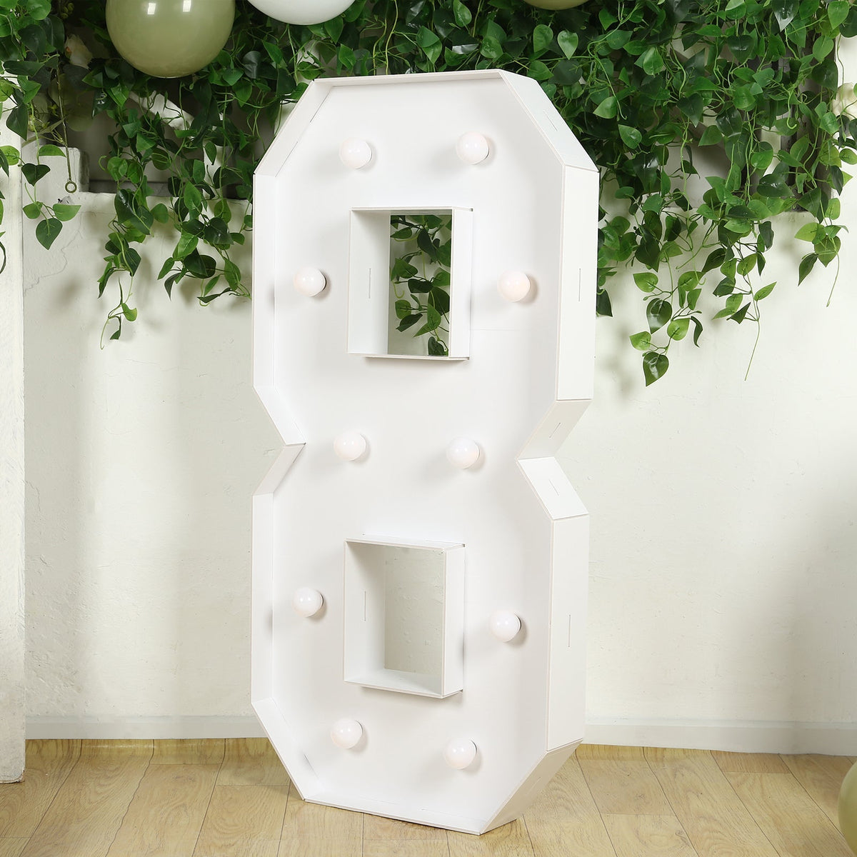 4ft Giant LED Marquee Light up Number 8 Foam Board White