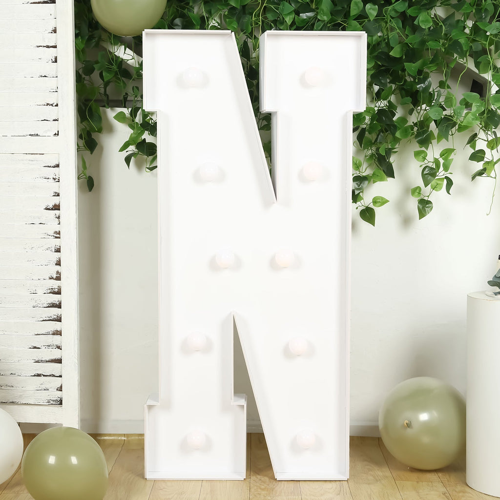 4ft Giant LED Marquee Light up Letter N Foam Board White