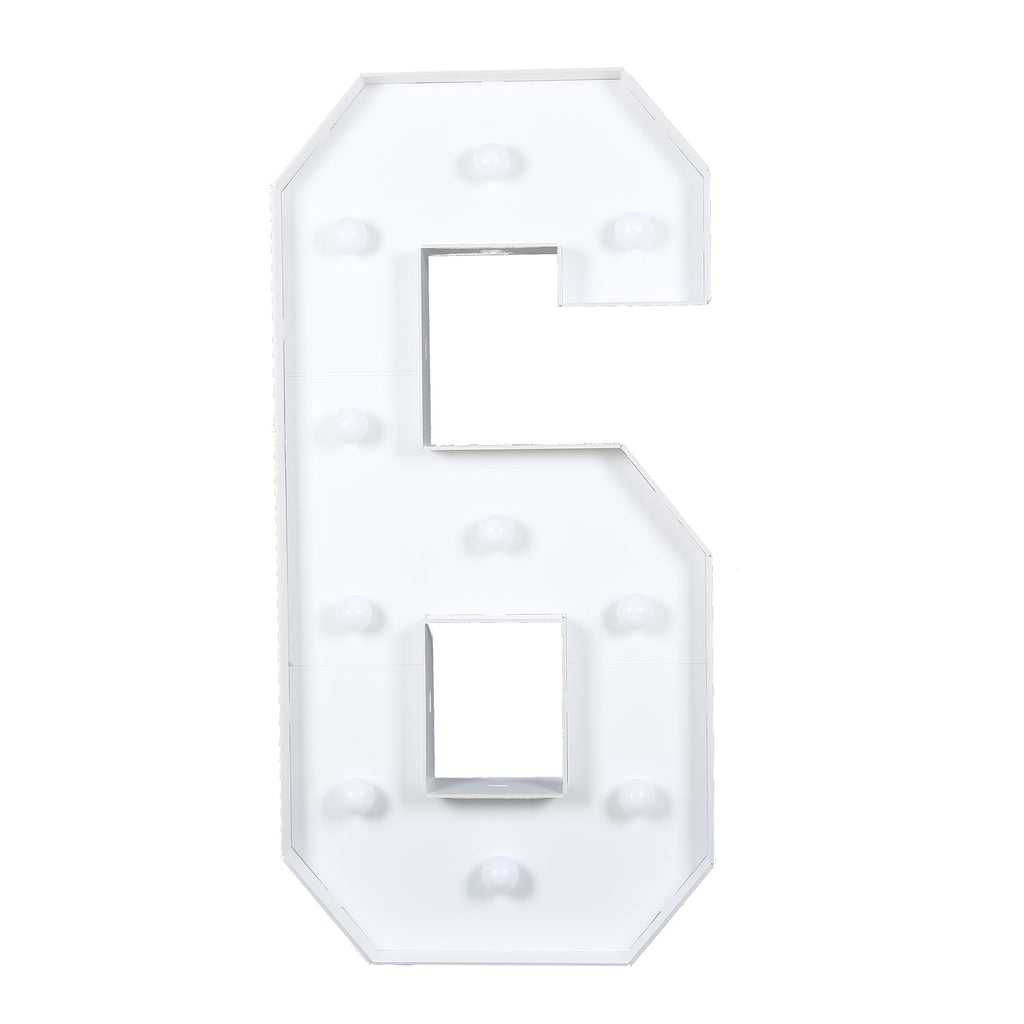 4ft Giant LED Marquee Light Up Number 6 Foam Board White