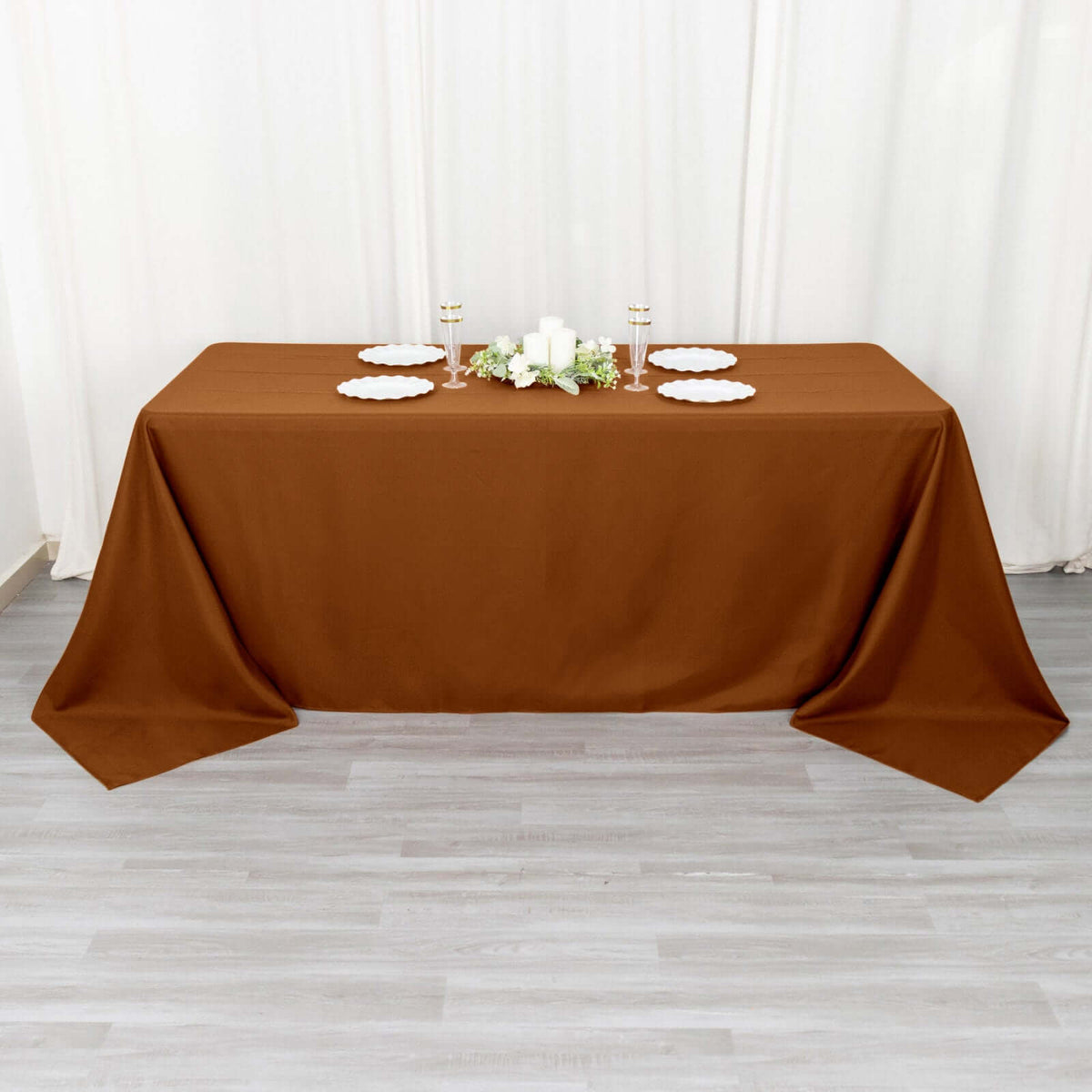 Polyester 90x132 Inch Rectangle Tablecloth Cinnamon Brown