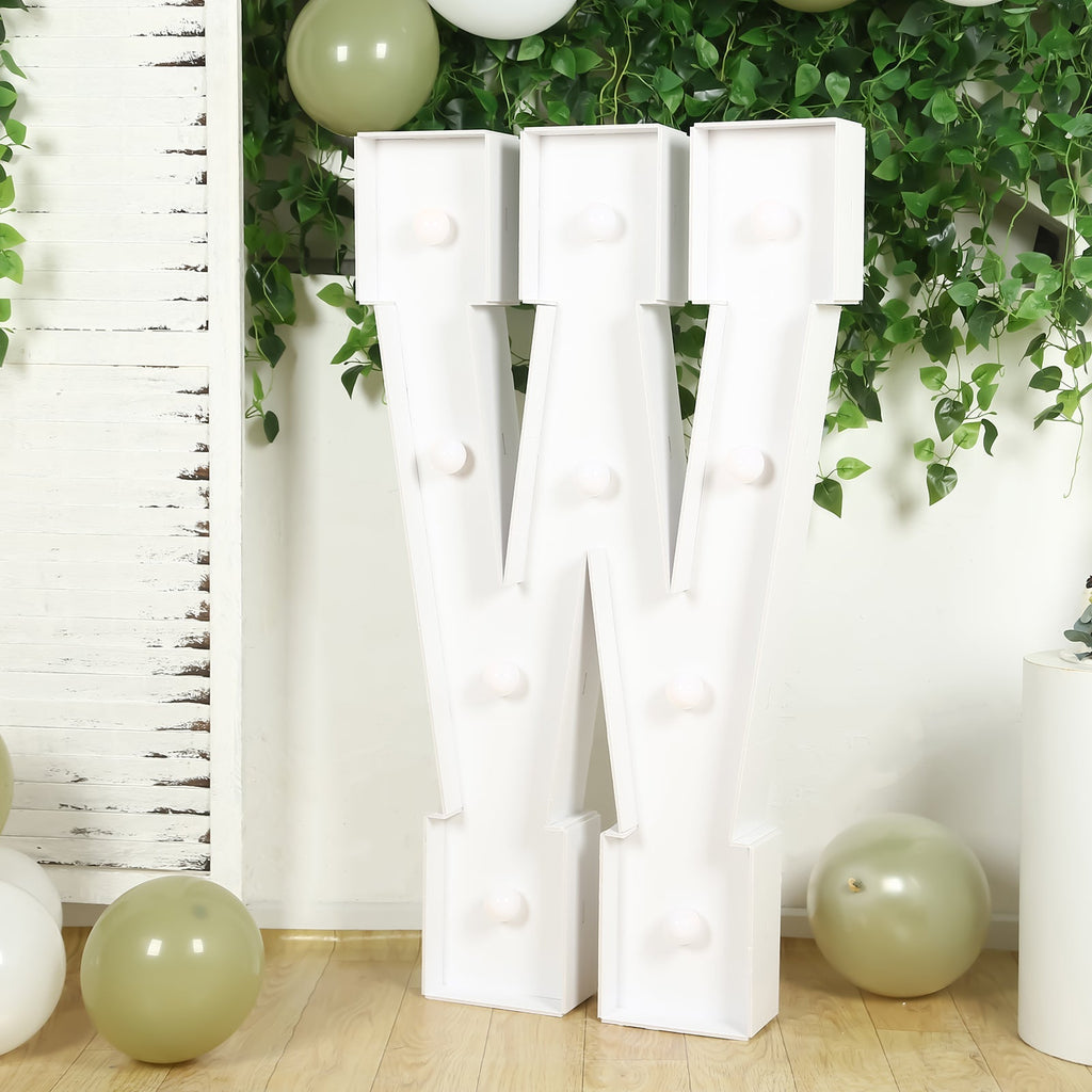 4ft Pre-Cut Foam Board Giant LED Marquee Light Letter W White