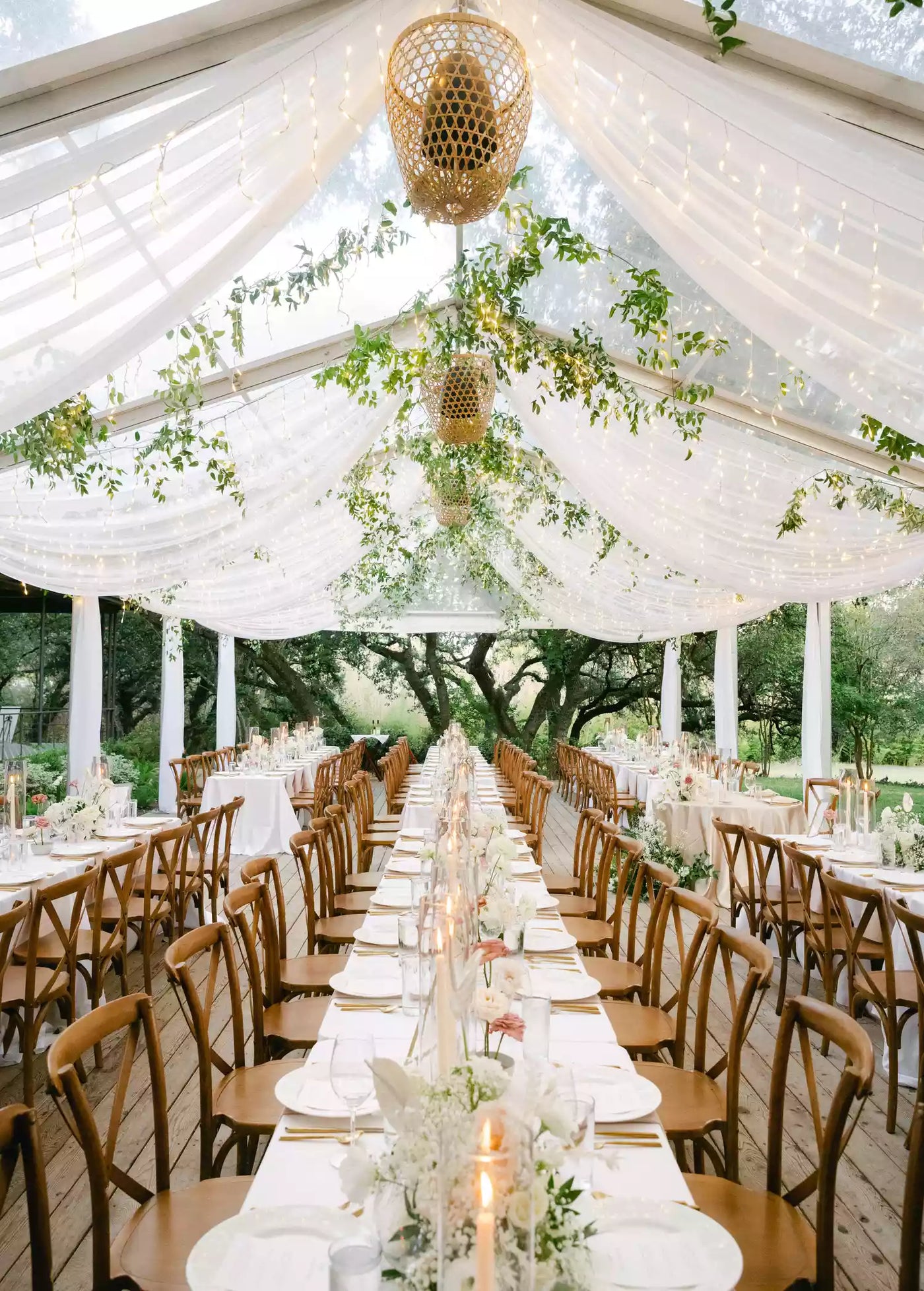 20x40 Naked Tent w/ Sheer Draping (Full Roof & Leg Posts)