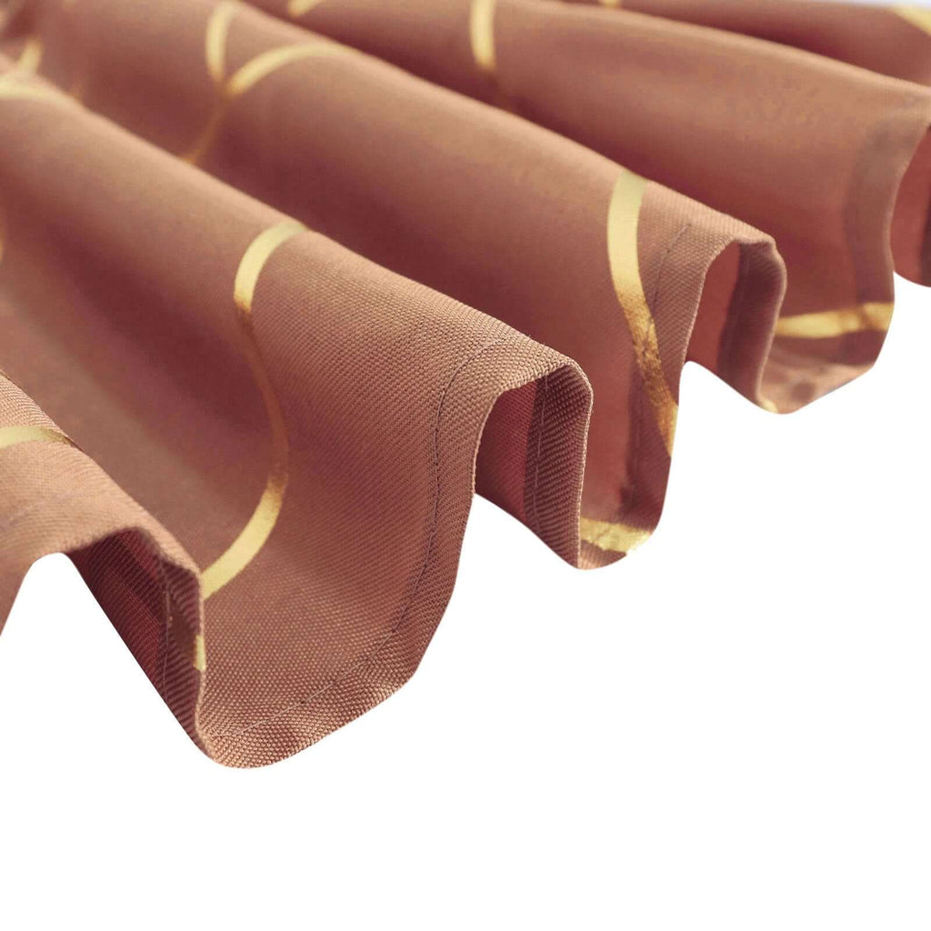 90x132in Rectangular Oblong Polyester Tablecloth Terracotta Gold