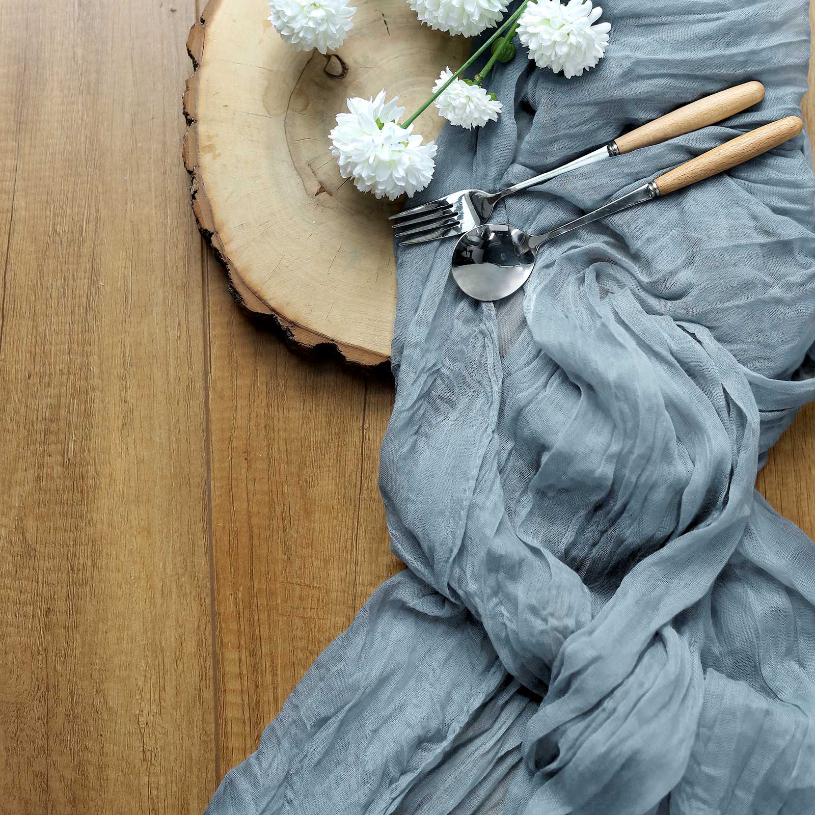 Gauze Cheesecloth 10ft Table Runner Dusty Blue Rustic Boho Style