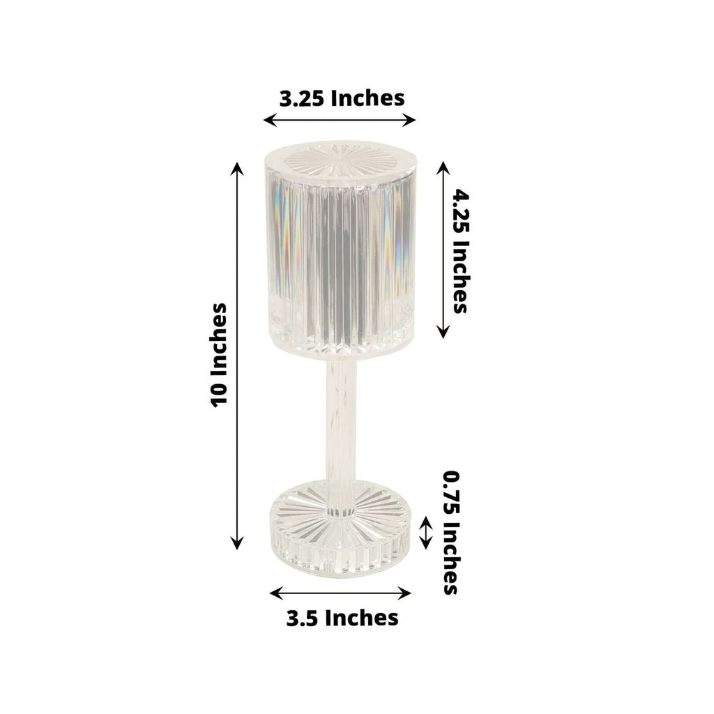 10 Inch Cylinder Acrylic Rechargeable Cordless LED Table Lamp Clear