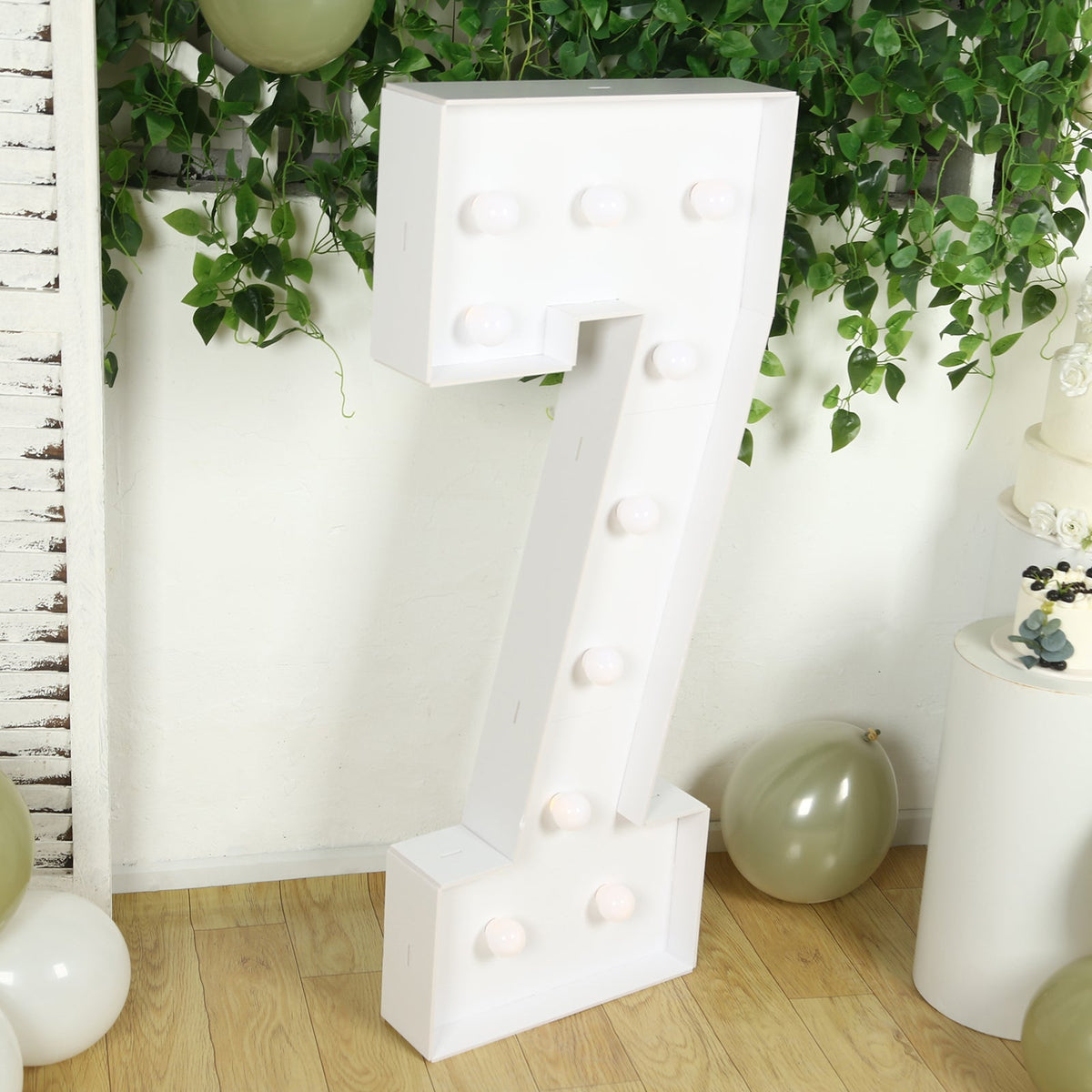 4ft Giant LED Marquee Light Up Number 7 Foam Board White