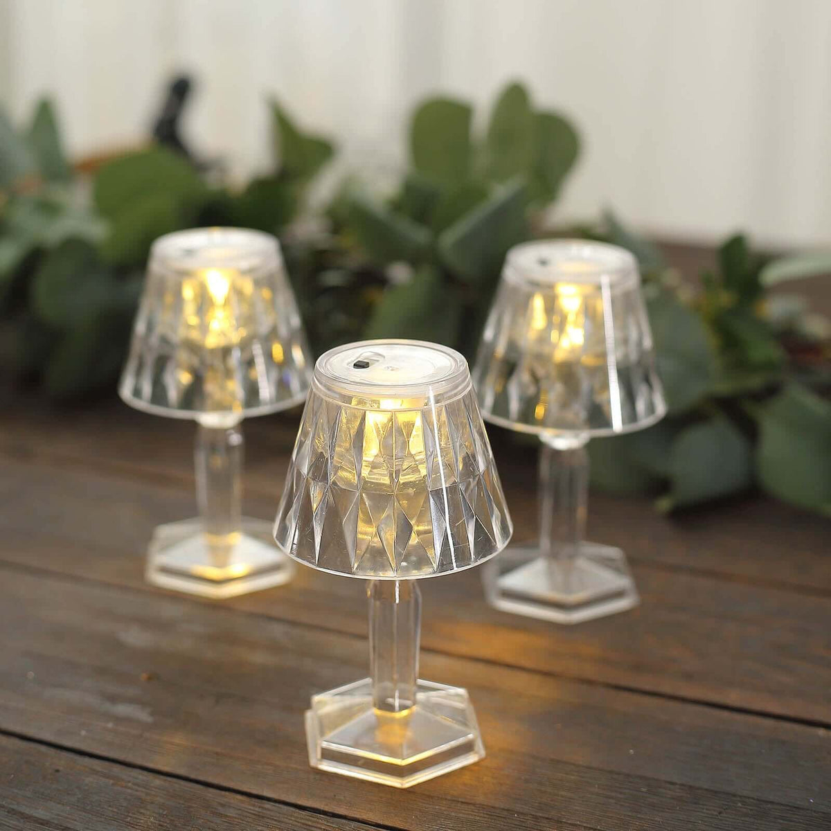 6-Pack 4.5" Crystal Acrylic LED Lamps Clear