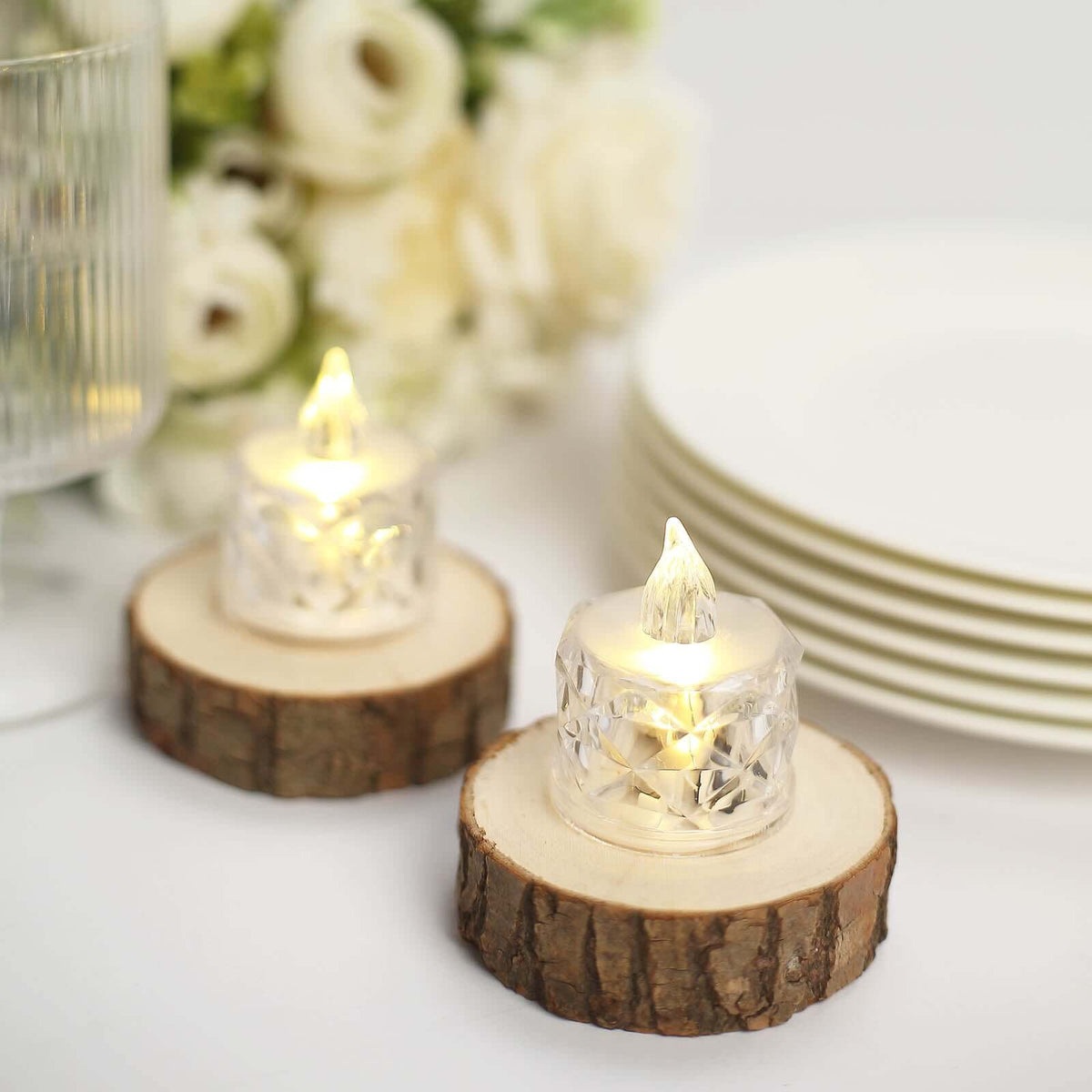 12-Pack 2in Diamond Style Flameless LED Tealight Candles Warm White