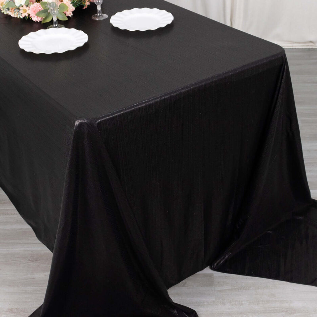 90x132 Inch Rectangular Oblong Sequin Dots Polyester Tablecloth Black