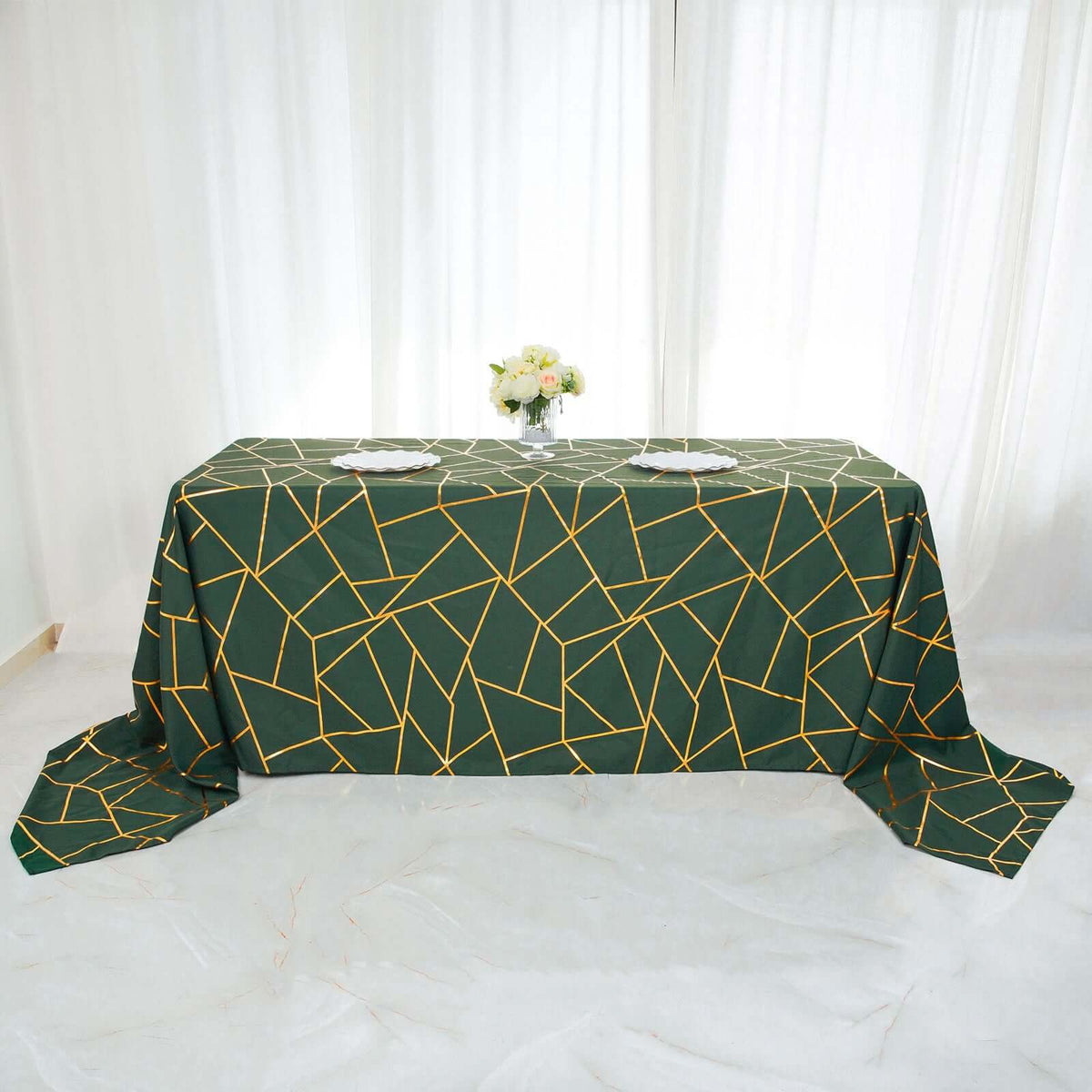 90x132in Rectangular Oblong Polyester Tablecloth Hunter Emerald Green