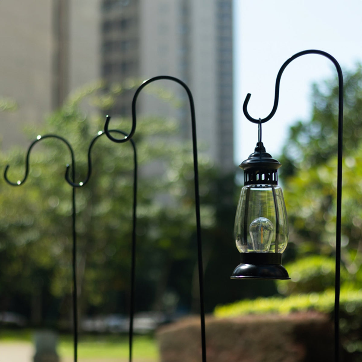46in Metal Shepherds Hook Lantern Hangers 10 Pack Black
