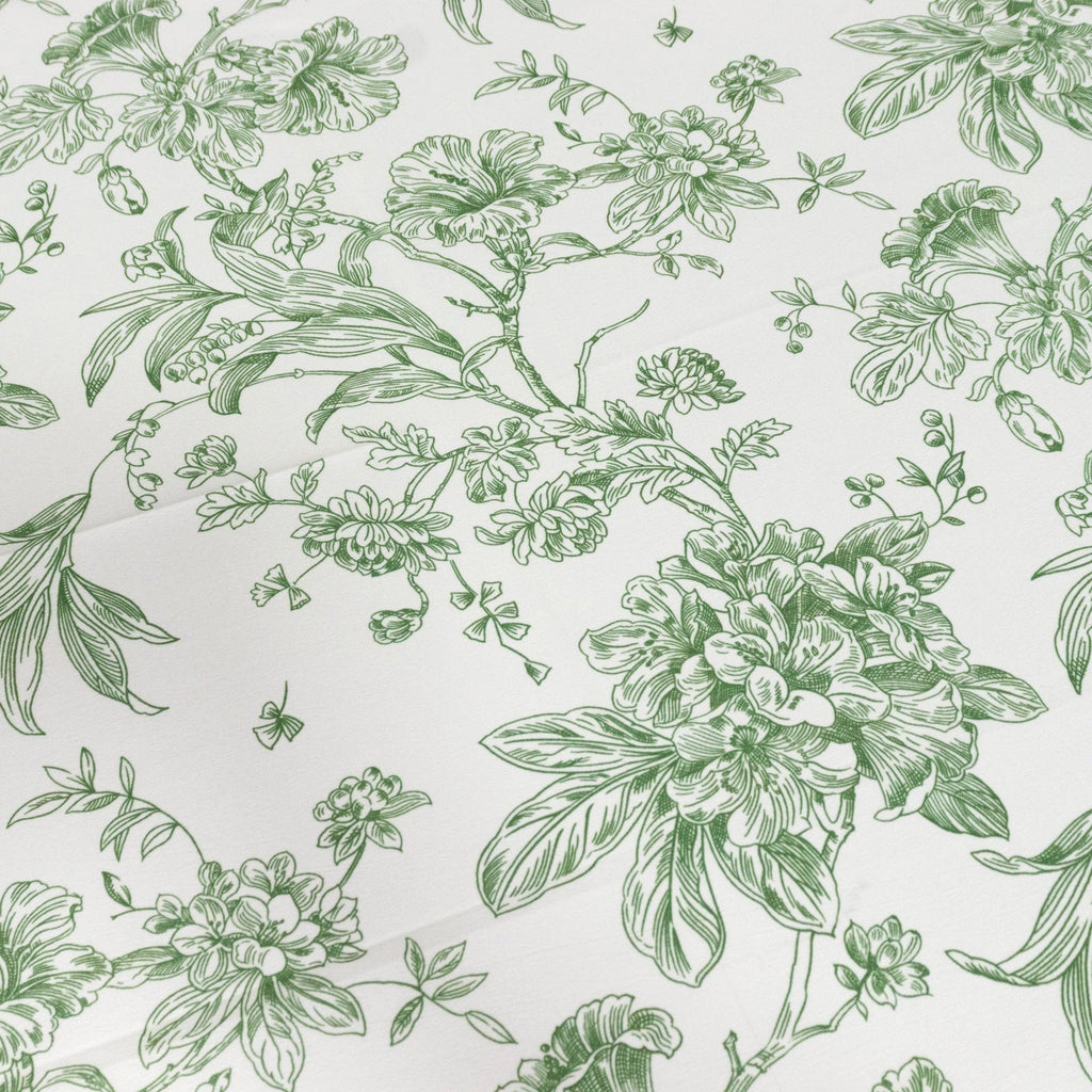 Polyester 90x132 Inch Rectangle Tablecloth White Dusty Sage Green French Toile