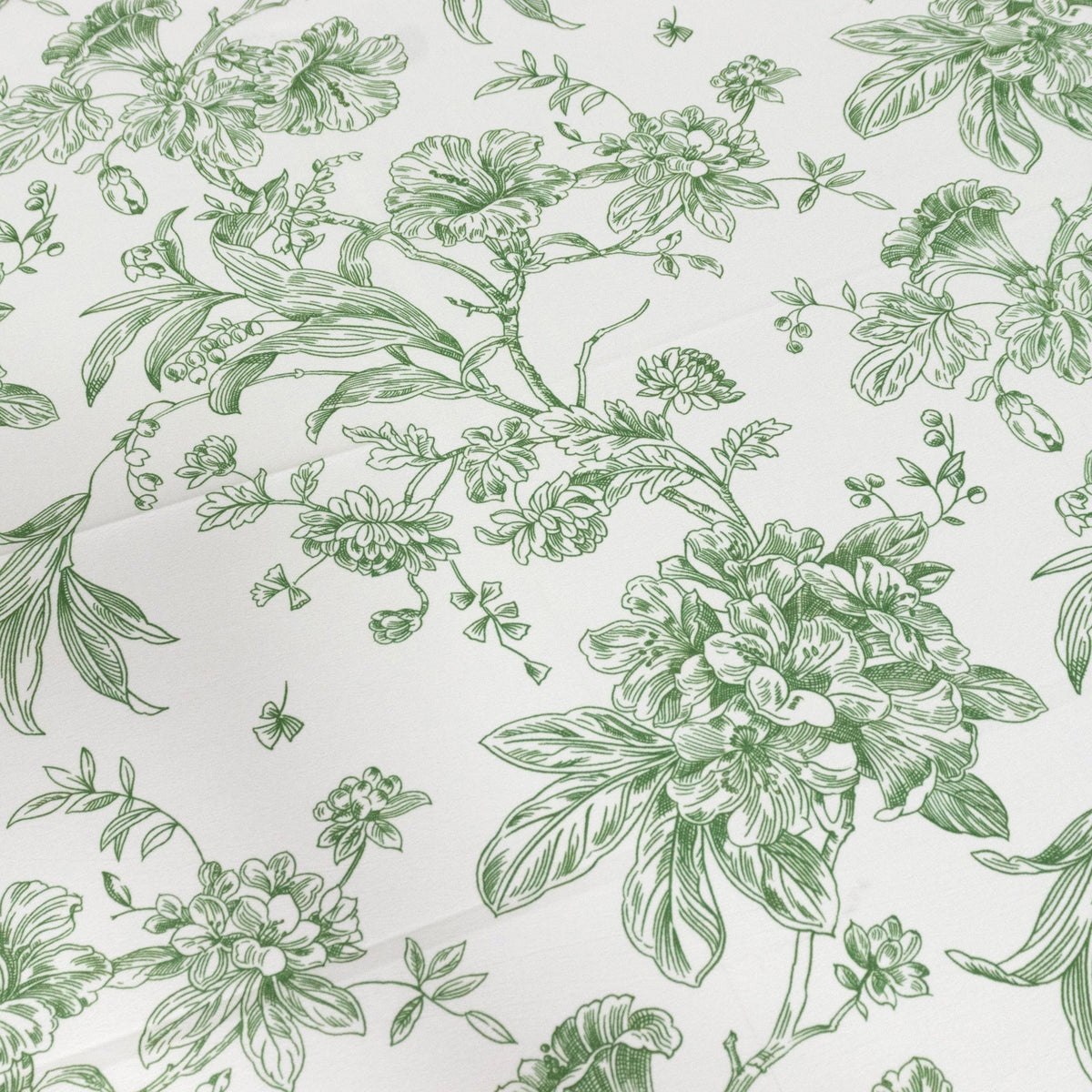 Polyester 90x132 Inch Rectangle Tablecloth White Dusty Sage Green French Toile