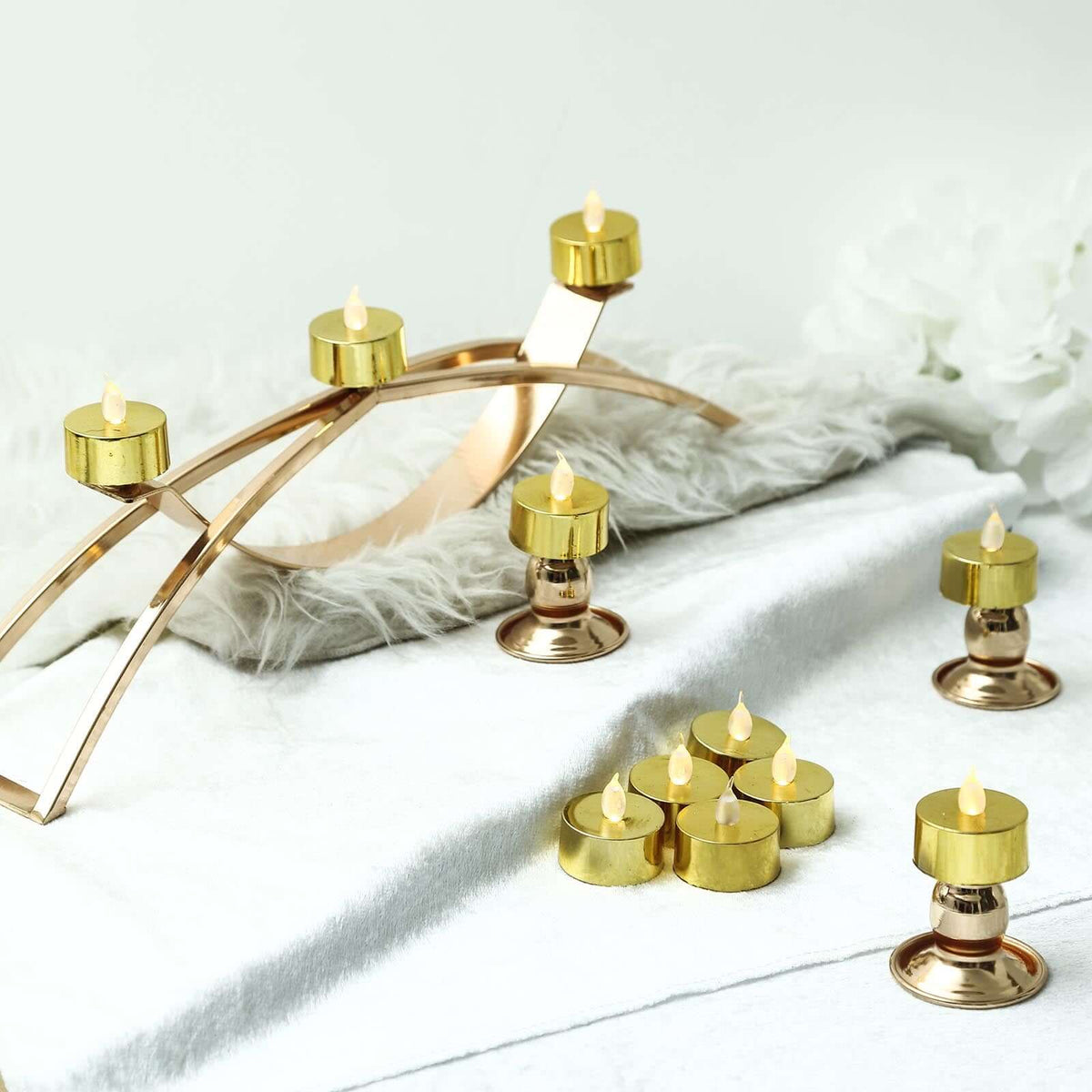 12-Pack 1.5 Inch Metallic Plastic LED Tealight Candles Gold
