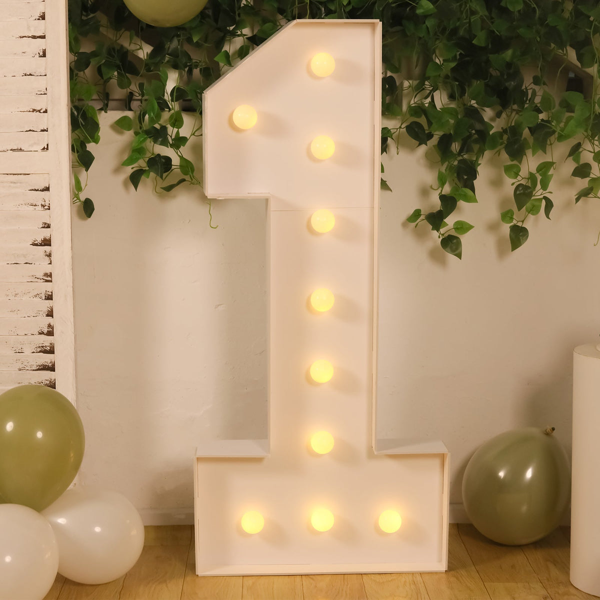 4ft Pre-Cut Foam Board Giant LED Marquee Light Number 1 White