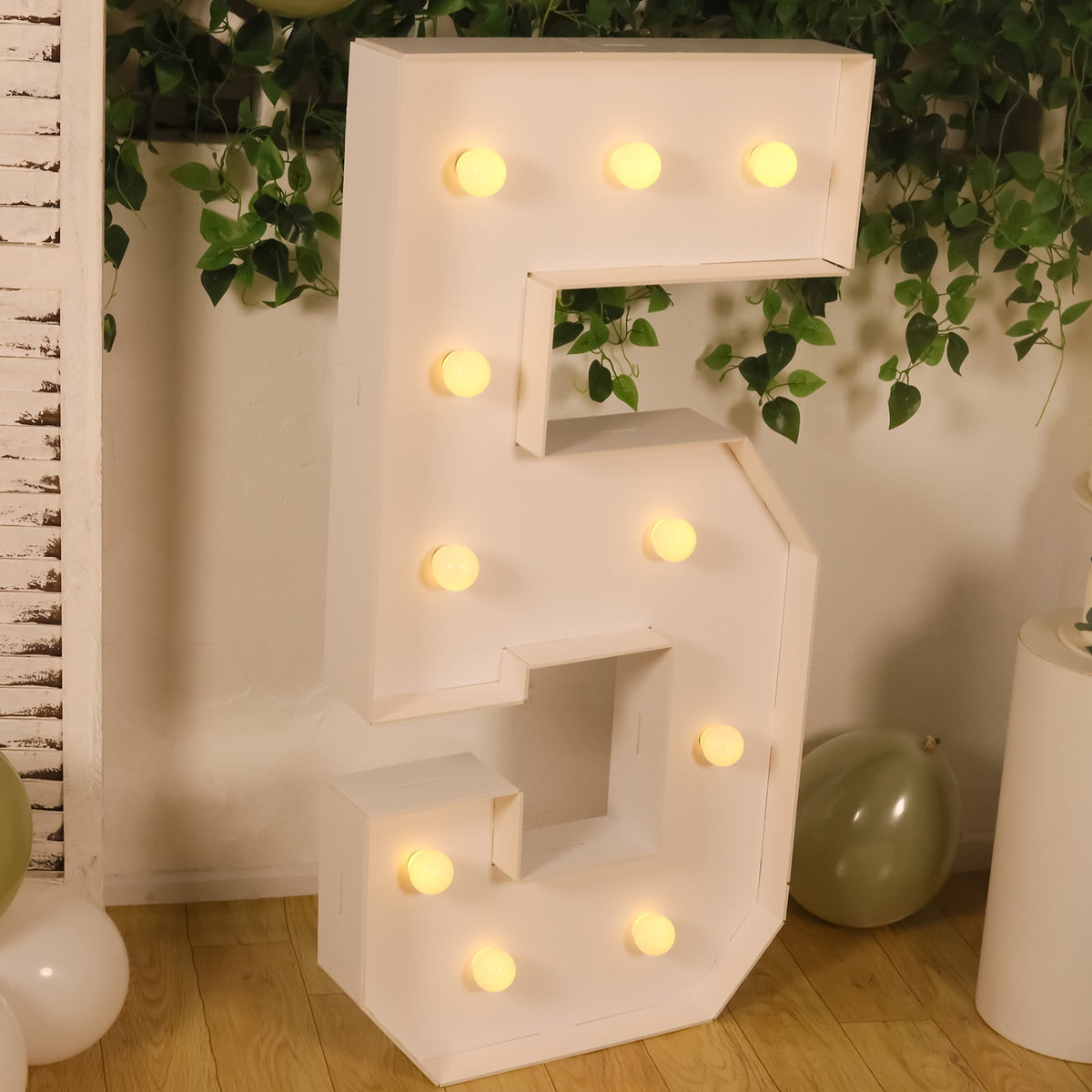 Giant 4ft Marquee Light Up Number 5 White