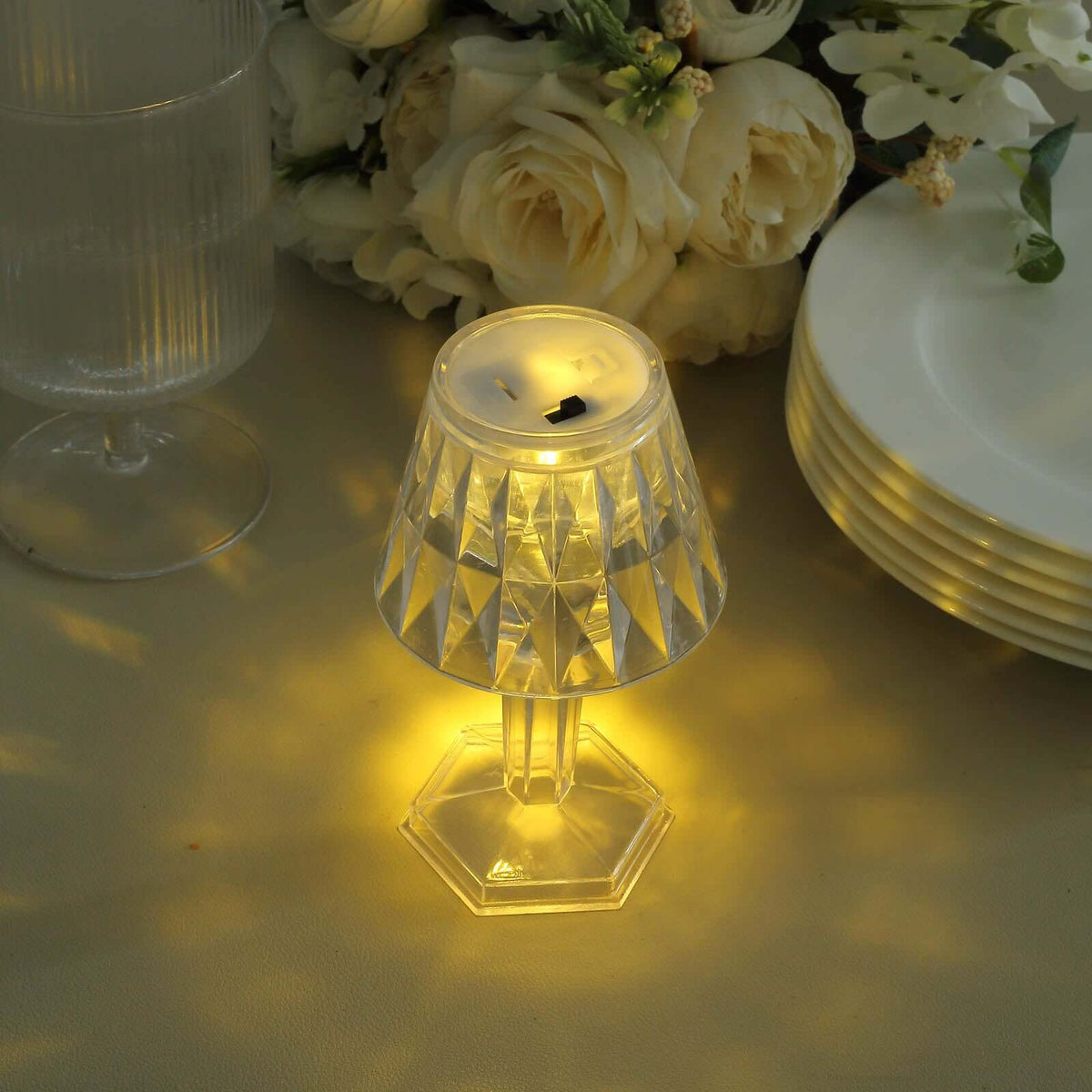 6-Pack 4.5" Crystal Acrylic LED Lamps Clear