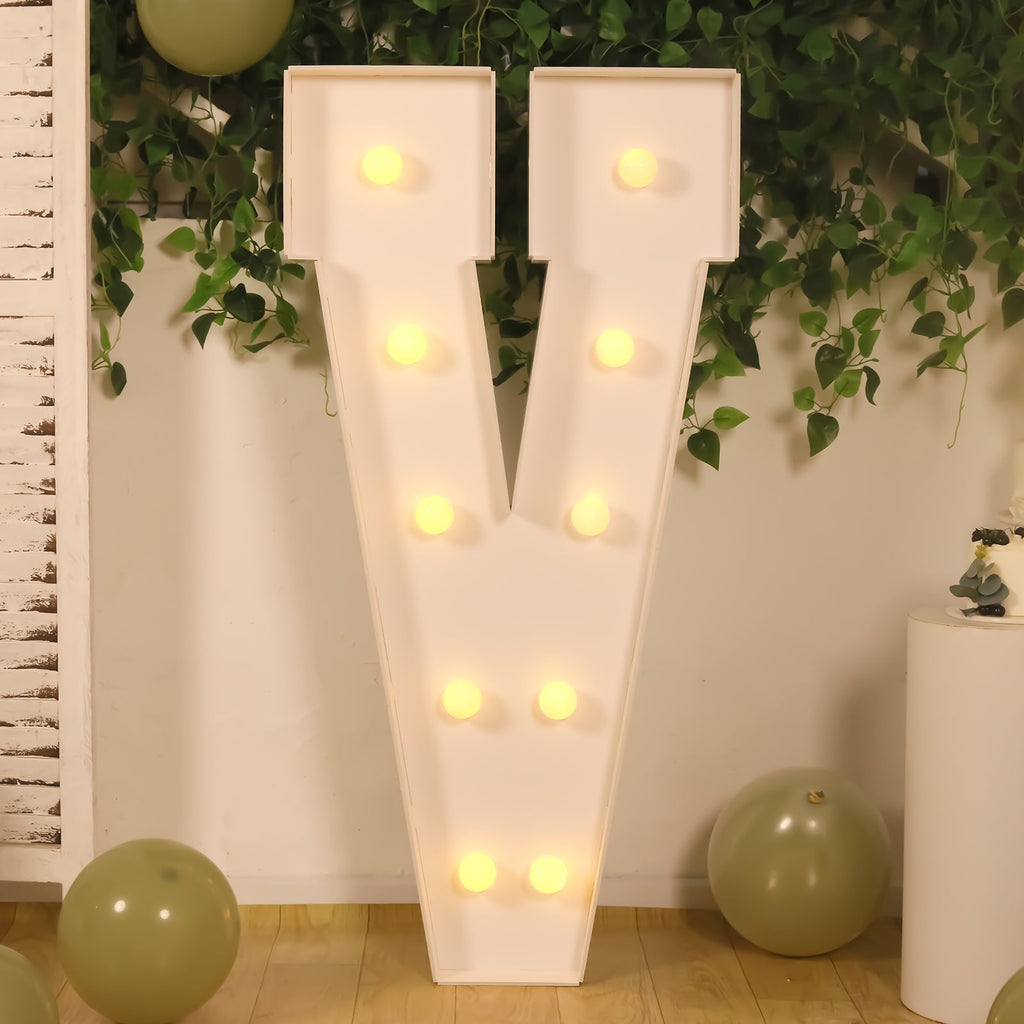 4ft Giant LED Marquee Light up Letter V White