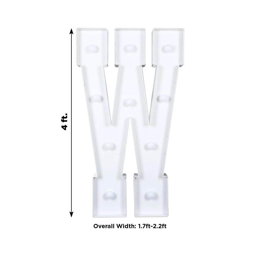 4ft Pre-Cut Foam Board Giant LED Marquee Light Letter W White
