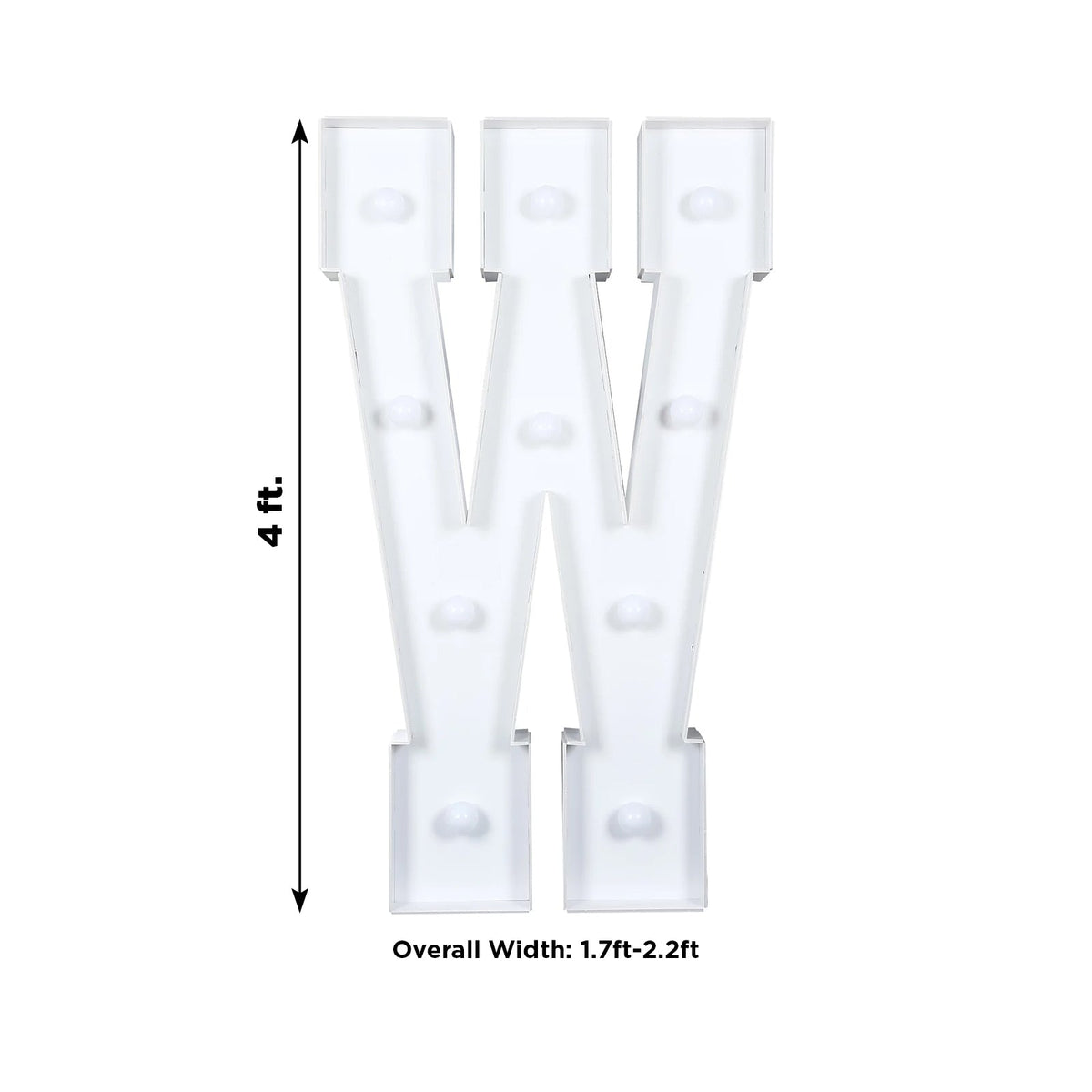 4ft Pre-Cut Foam Board Giant LED Marquee Light Letter W White