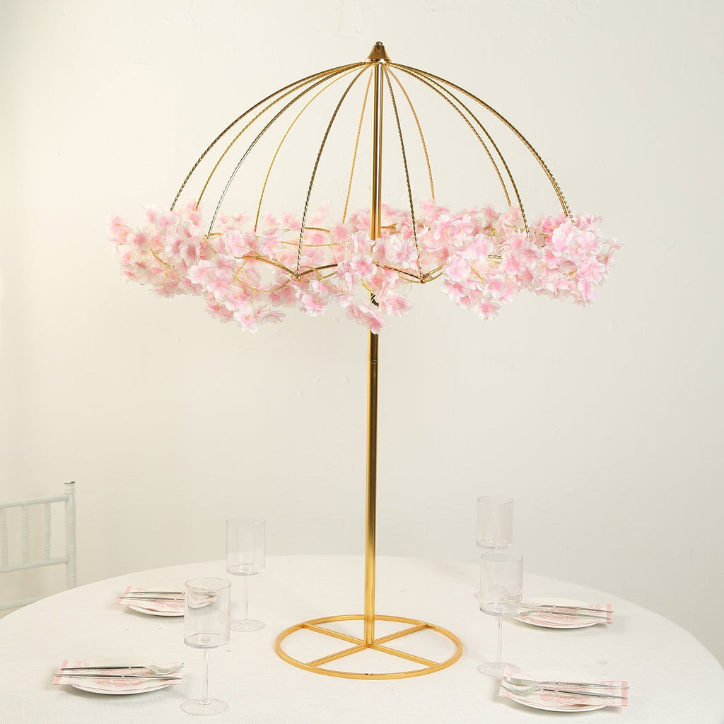 42in Umbrella Design Metal Wedding Centerpiece Stand Gold