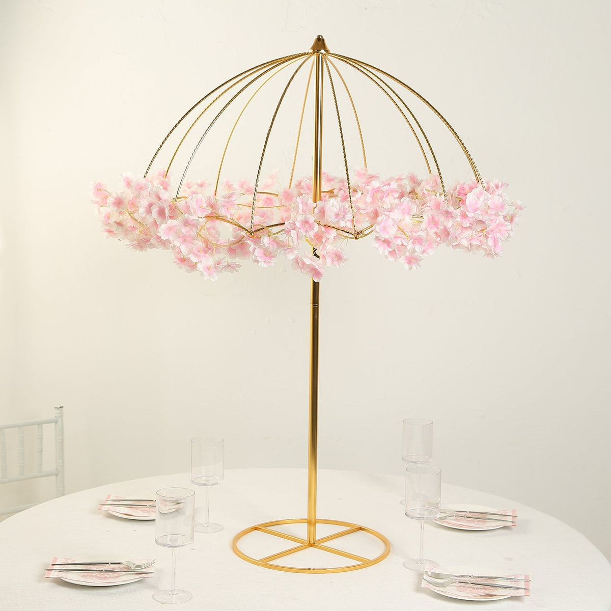 42in Umbrella Design Metal Wedding Centerpiece Stand Gold