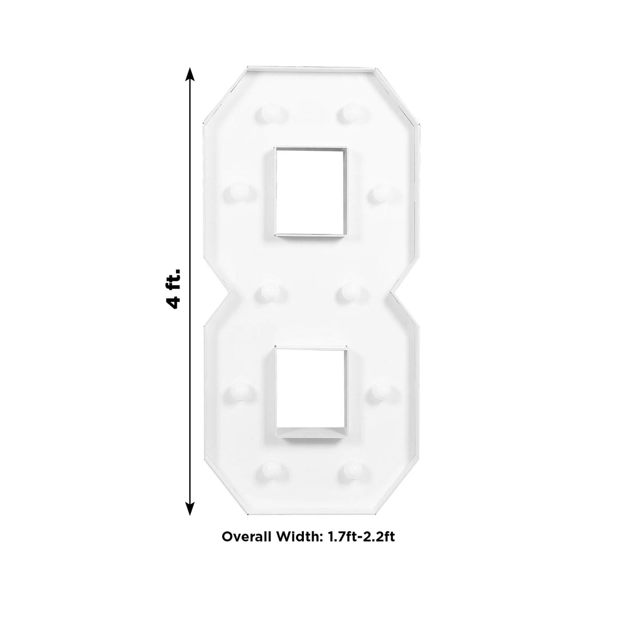 4ft Giant LED Marquee Light up Number 8 Foam Board White