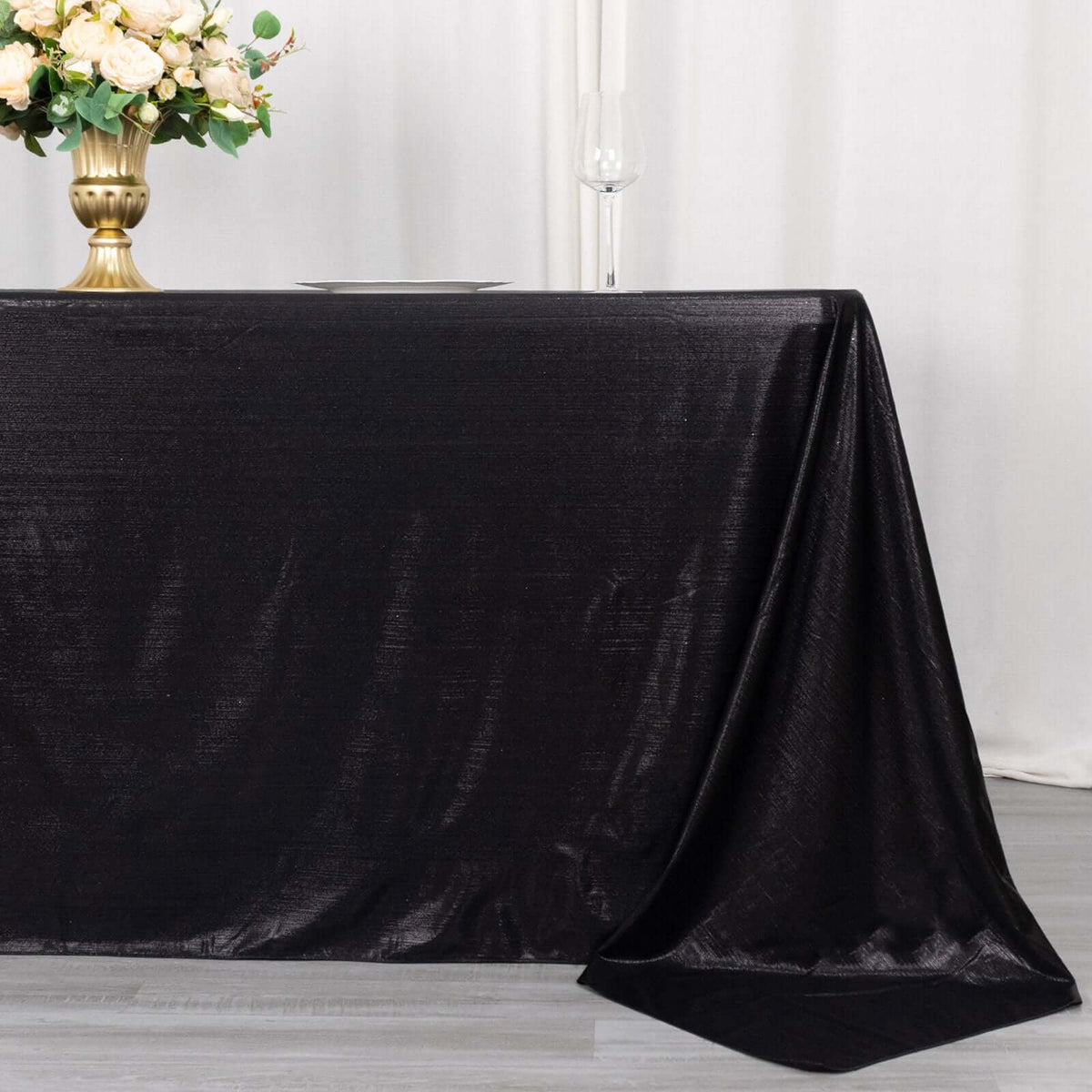 90x132 Inch Rectangular Oblong Sequin Dots Polyester Tablecloth Black