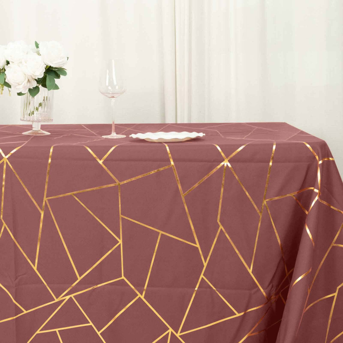 90x132in Rectangular Oblong Polyester Tablecloth Cinnamon Rose