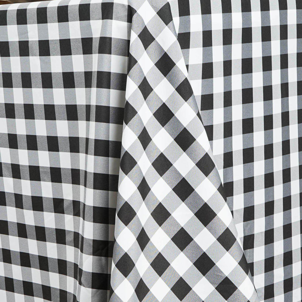 90x132in Rectangular Oblong Polyester Tablecloth White/Black